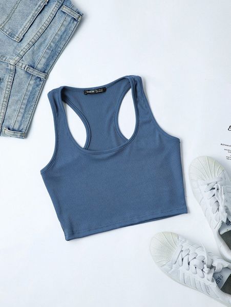 

racer back crop tank d1sj#, White