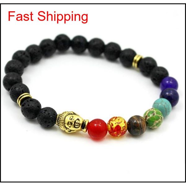 

2017 new 7 chakra bracelet men black lava healing balance beads reiki buddha prayer natural stone yoga qylikc nana_shop