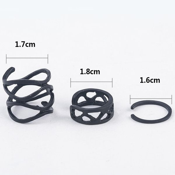 

3шт punk многослойного hollow cross midi кнопочное кольцо набор стеки plain над knuckle кольца для женщин черного jlldut ffshop2001, Silver