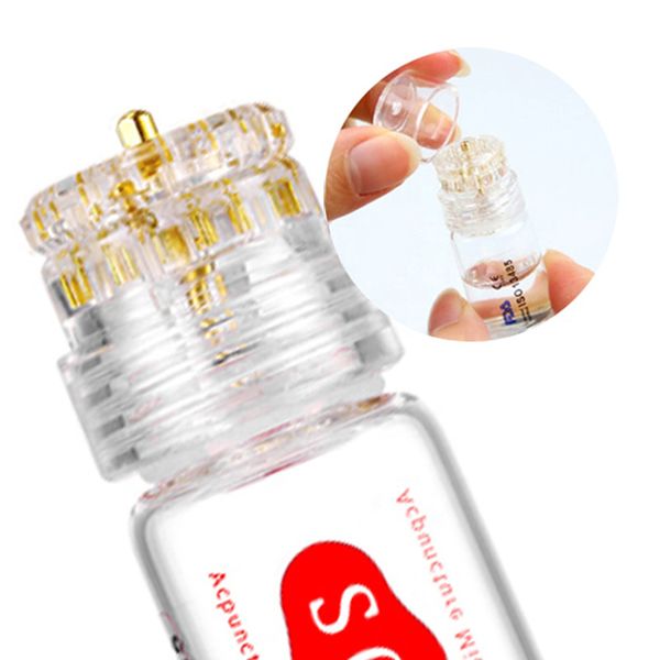 Aghi Hydra portatili 20 Micro aghi Applicatore Bottiglia di vetro Siero Iniezione nella pelle Ringiovanimento cutaneo riutilizzabile Microaghi antietà