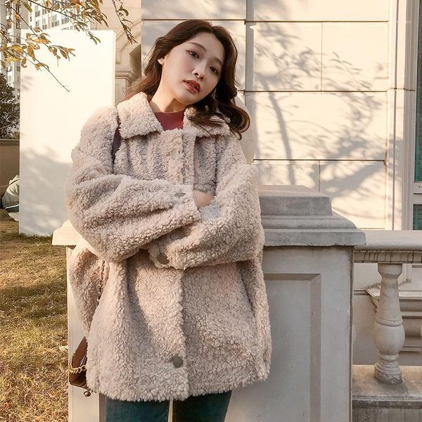 

2020 winter new fur one mid-length loose, comfortable, soft, delicate, windproof and warm casual women's plush jacket1, Black