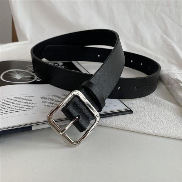 

ewq] 2021 fashion novelty all-match cover paint leather belt for women personally square metal buckle adjustable waist 8y428, Black;brown