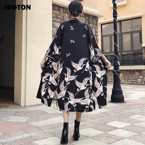 

jddton женский японский кимоно кардиган haori корейский корейский слишком модная блузка традиционная одежда японское платье юката je097, Black;brown