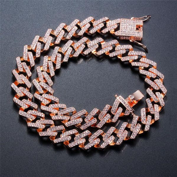 

chains luxury crystal white zircon clavicle chain hip hop necklaces for men women vintage fashion rose gold/silver color cuban necklace
