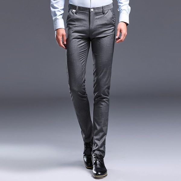 

men's pants boutique casual thin section plaid leisure trousers small straight male youth han edition cultivate morality, Black