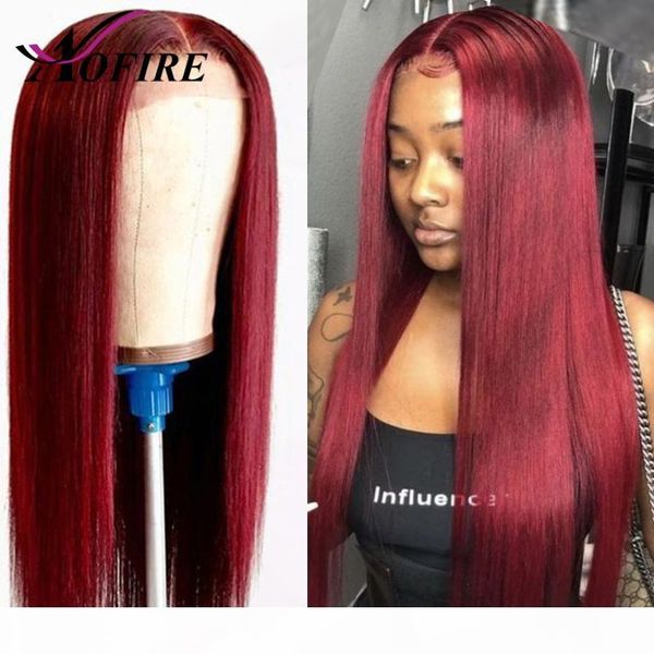 

red lace front wig brazilian remy hair lace front human hair wigs for black women straight wigtransparent wigs, Black;brown