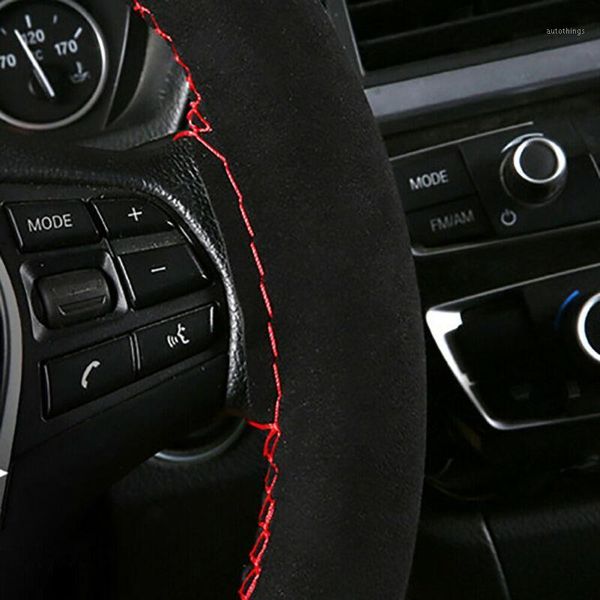 

suede steering wheel cover leather standard universal anti-slip hand-stitched1