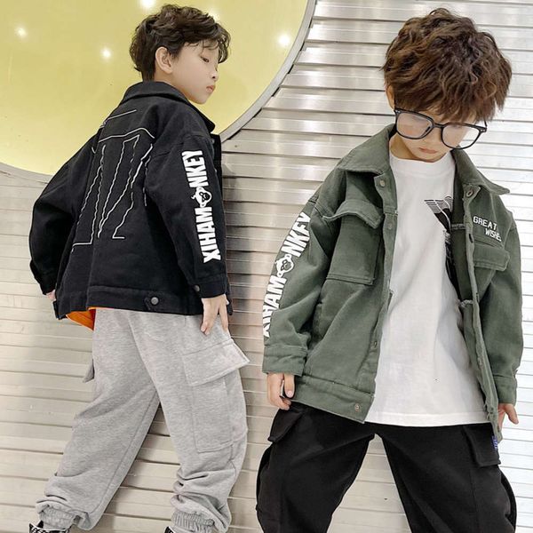 

children's boys' denim 2021 new zhongda spring foreign sle cardigan coat fashion, Black