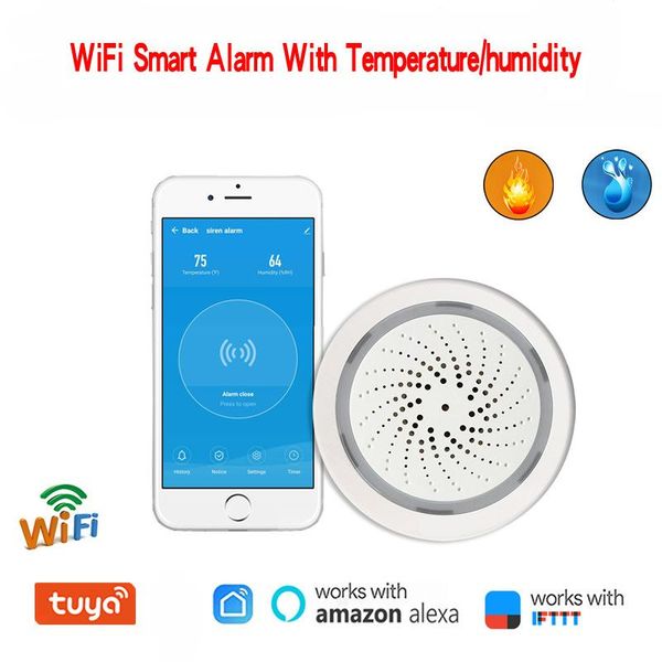 

smart automation modules 3 in 1 home security ifttuya wifi siren alarm with temperature humidity sensor app remote control alexa google