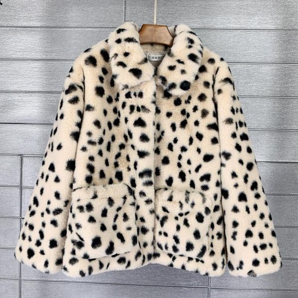 

women faux fur coat winter leopard fur lapel faux jacket fluffy long sleeve warm outerwear luxury mujer bontjas1, Black