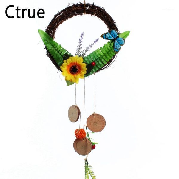 

decorative flowers & wreaths vintage rattan circle stem branch ring garland sunflower christmas wall pendant home door ornament rustic weddi