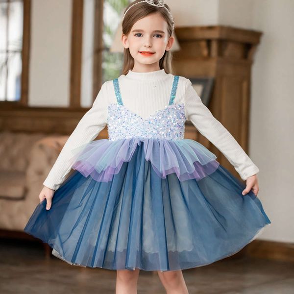 

new winter 2020 girls' little autumn girl's poncho princs medium and large children's plush thickened drs, Red;yellow