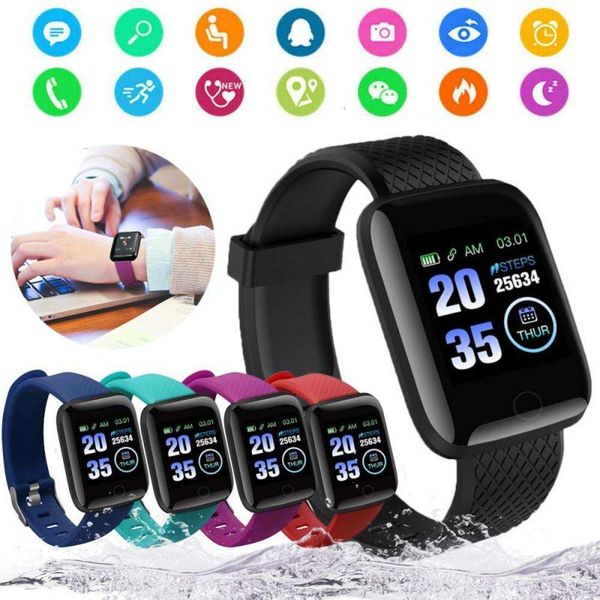 

men's women's sports smart watch, bluetooth wristband, heart rate and blood prsure monitor, waterproof, 116 plusbgt