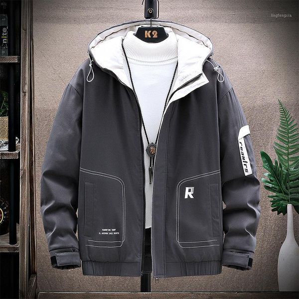 

boutique winter thickened cotton padded jacket fashion brand 2020 new men's cotton padded jacket short and handsome winter coat1, Black