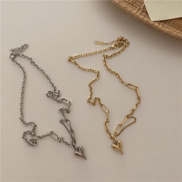 

chains kpop bohemian gold necklaces for women silver color fashion pendants necklace heart chokers 2021 trendy jewelry gift
