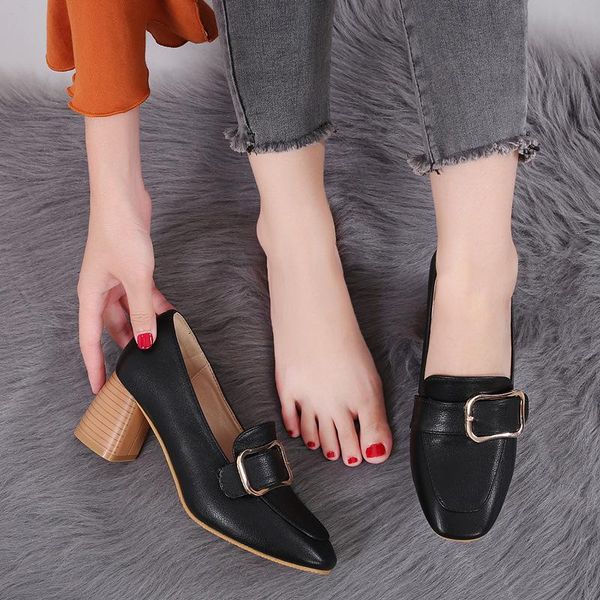 

autumn genuine leather women's high heels shoes mary jane female pumps slip on casual shallow woman wedges platform shoes774, Black
