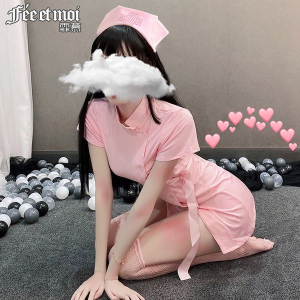 

nightdress pajamas underwear coquettish seductive nurse uniform passion suit super sao bed jx, Red;black