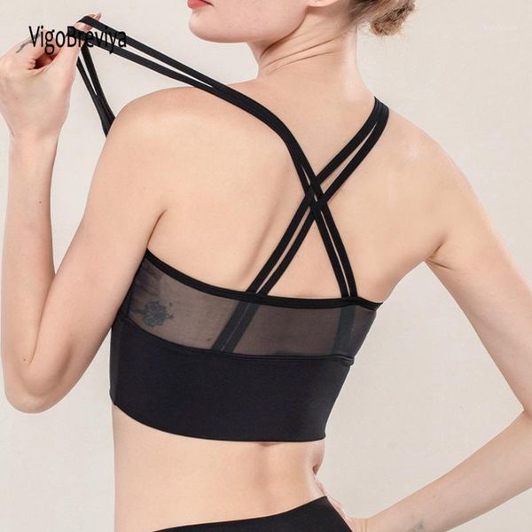 

gym clothing vigobreviya mesh seamless sports bra women padded high impact push up yoga sport female crop fitness workout sportswear1, White;black