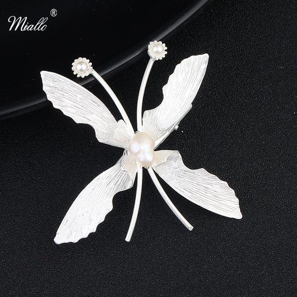 

miallo new butterfly wedding hair barrettes fine freshwater pearl hair clips nice birthday gift for girlfriend wedding jewelry, Golden;silver