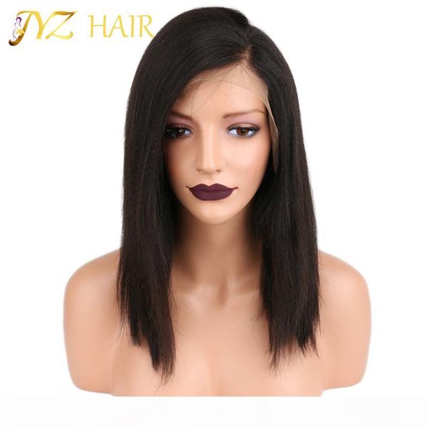 

jyz straight full lace human hair wigs for black women brazilian lace front wig bob wigs with baby hair glueless full lace wigs, Black;brown