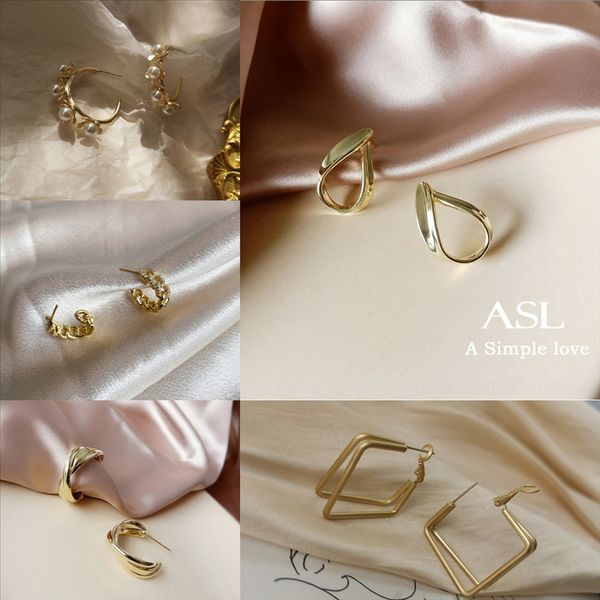 

fblk new please to silver rose gold branded women stainless fashion return gold heart charms stud earring female small scissor, Golden