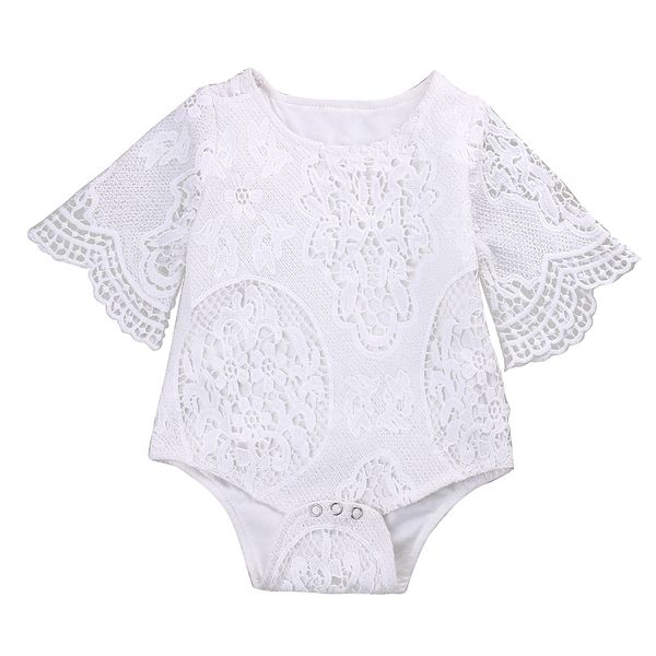 Macacão de renda para bebês de verão, branco, manga, babados, infantil, bebê, elegante, macacão de renda, roupa de banho, 201027