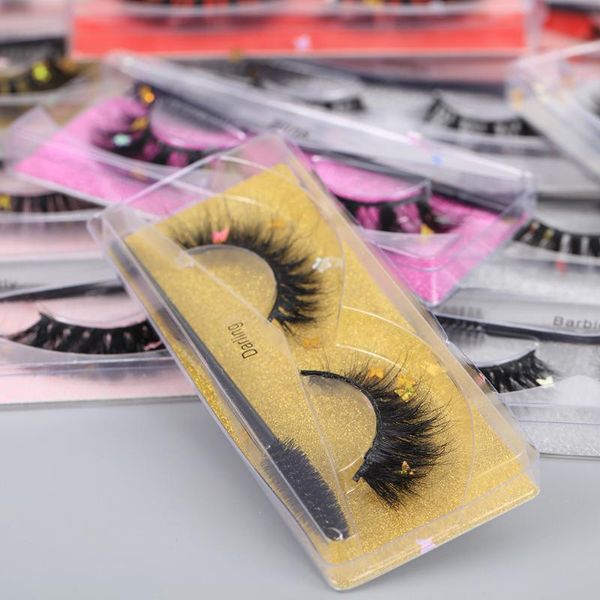 

false eyelashes 1 pair 3d faux mink with brush look natural wispies fluffy eyelashe handamde reusable makeup extension