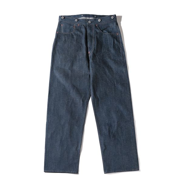 

12oz raw denim vintage jeans 1910s working pants of straight blue men qafd