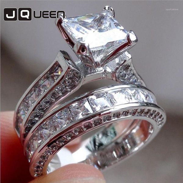

wedding rings 2021 women crystal geometric ring prong setting finger for party bridal jewelry1, Slivery;golden