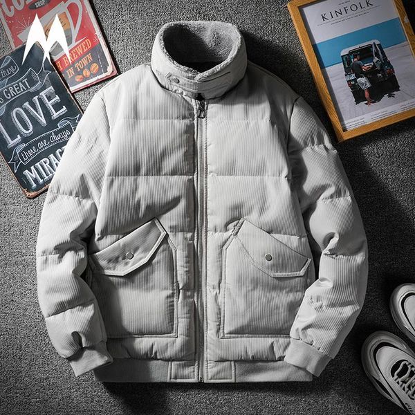 

wool collar winter parkas men streetwear 2020 brand new thick warm jacket men solid color cargo jackets male fashion outerwear, Black