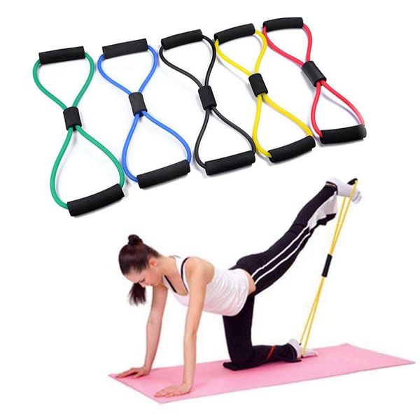 

resistance bands 8 shaped fitness elastic rubber loop pull rope sports band tension chest harness expander yoga pilates belt