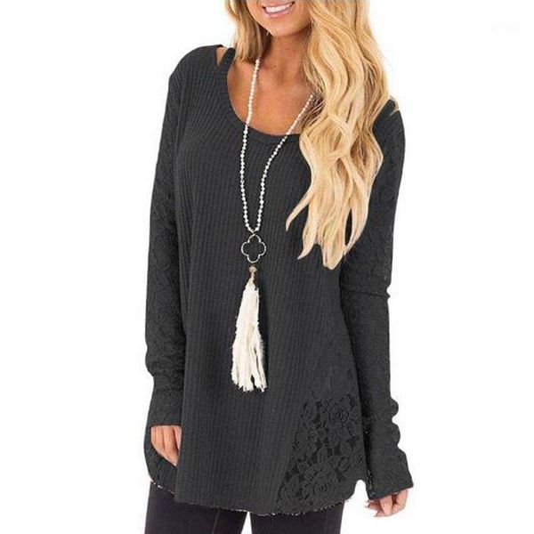

women's t-shirt autumn women sweaters ladies o-neck lace stitching knitted long sleeve jumpers clothing plus size 2xl pullovers1, White
