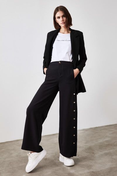 

women's pants & capris women button detailed trousers 2021 fashion casual wear sports elegant use, Black;white