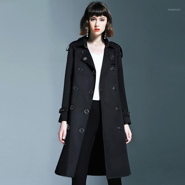 

2019 trench women fashion fall coat women long coat plus size windbreaker trench for clothes 19661, Tan;black