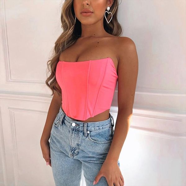 

sleeveless off shoulder tube fashion corset crop female underwear backless bustier solid summer 2020, White