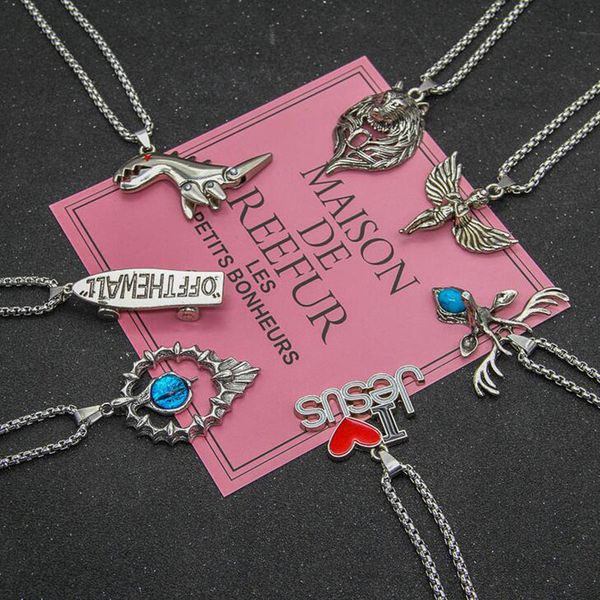 

europe and america retro punk hip hop pendant necklace letters charm womens stainless steel cross necklace jewelry gifts, Silver