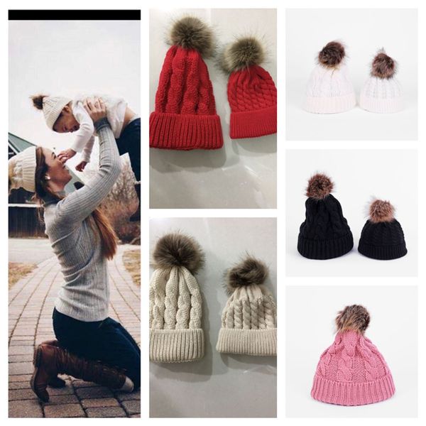 

twist crochet knitted pom beanies women kids children winter hat cuffed skull caps fashion knit beanie ski sport outdoor headwear e112002, Yellow