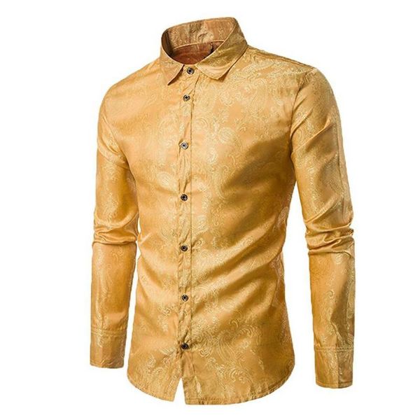 

men's casual shirts loldeal long sleeve printed silk dress shirt dance prom party button down fashion, White;black