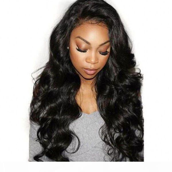 

malaysian virgin human hair lace front wigs body wave full lace wigs with baby hair natural hairline, Black;brown