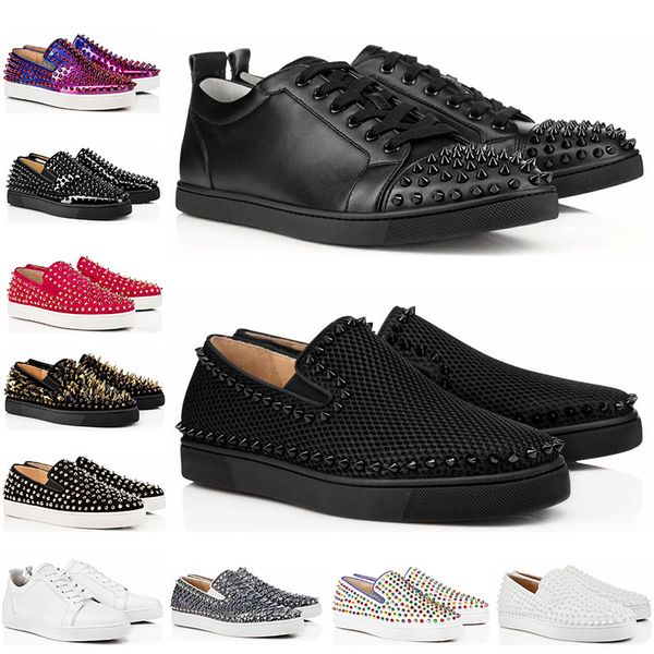 

2021 luxury women sneakers low fashion red bottom nude black red leather pointed toes pumps party genuine leather designer casual shoes