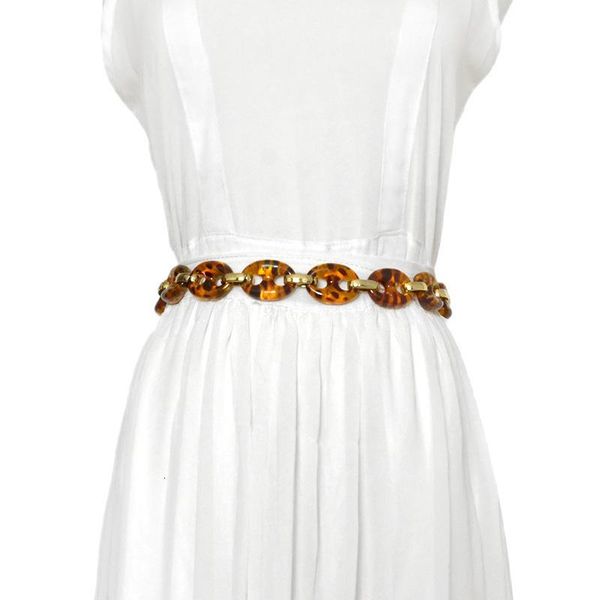 

fashion high waist belt stylish acrylic leopard chain belt for women female waist chain belly jewelry jeans accessories, Black;brown