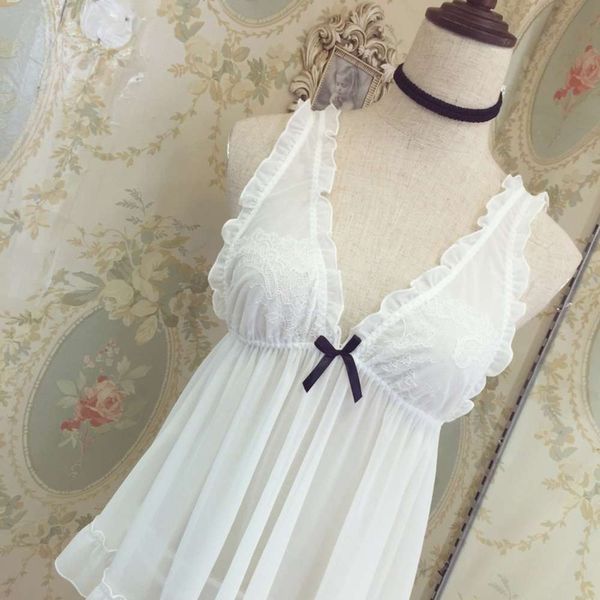 

aunt guan butterfly bandage sling nightdrs ultra thin lace pajamas lingerie set, Black;white