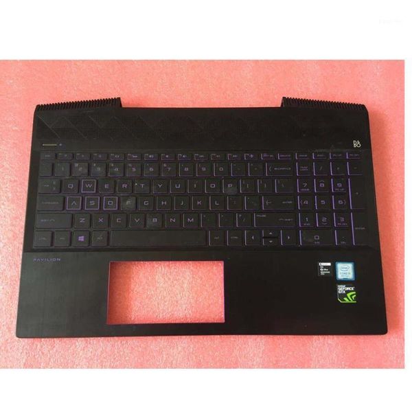 

palmrest keyboard bezel for pavilion gaming 15-cx pc with purple backlight1