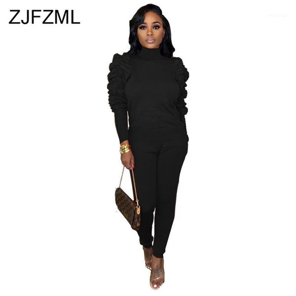 

causal solid 2 piece set winter clothes for women turtleneck full sleeve harajuku shirts + straight pants plus size fall outfits1, White