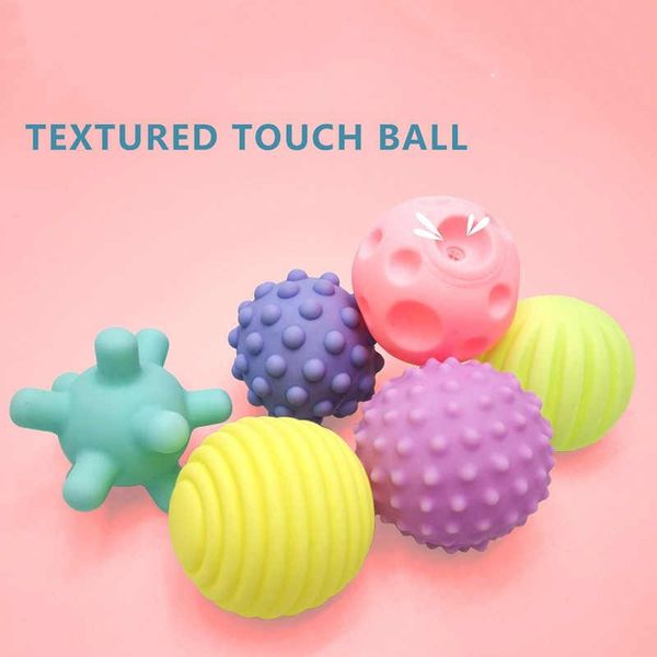 

6pcs rubber textured multi tactile senses touch toys children ball hand sensory baby toy baby training massage soft balls