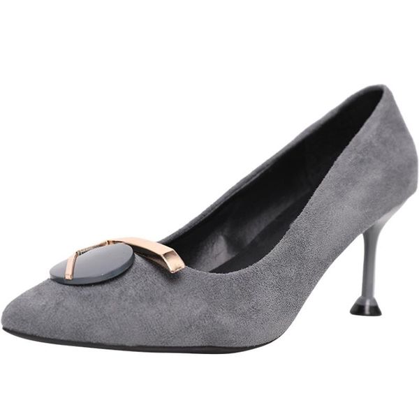 

sip on ladies shoes female pumps women shoes woman pumps high heels 2021 spring new pointed toe metal buckle casual, Black