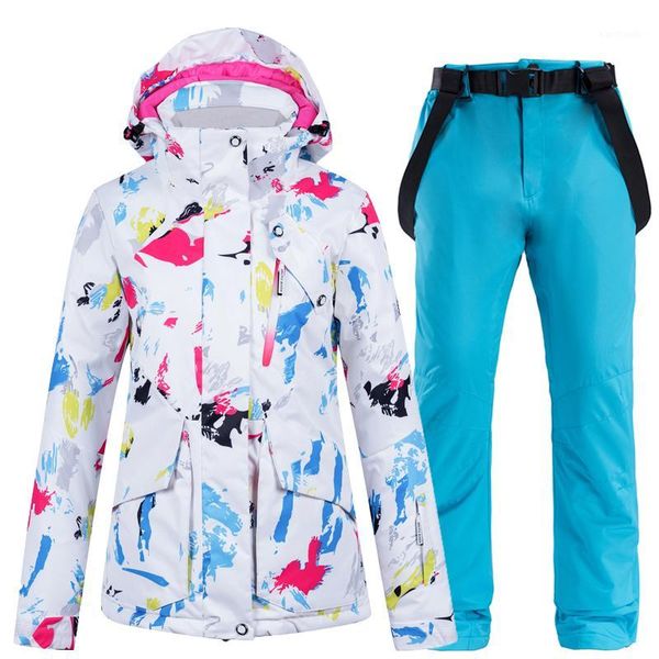 

skiing jackets women ski suit snowboard jacket pant windproof waterproof super warm outdoor sport wear female hooded winter clothing trouser