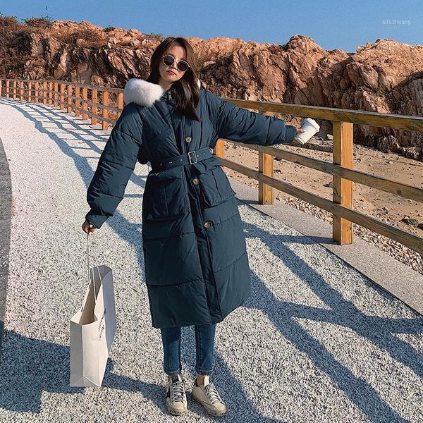 

winter ladies mid-length thick quilted jacket waist warm jacket hooded parka ladies puffer1, Black