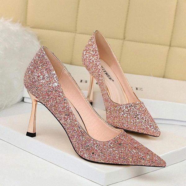 

2020 new 8cm high thin heels women pumps pointed toe shallow bridal wedding shoes ladies women shoes black high heels #nl9l