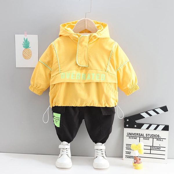 

2021 children's clothing new children girl fashion suit boy spring and autumn sports set letter strip set, White